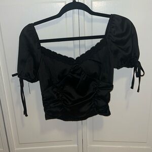 Black satin blouse